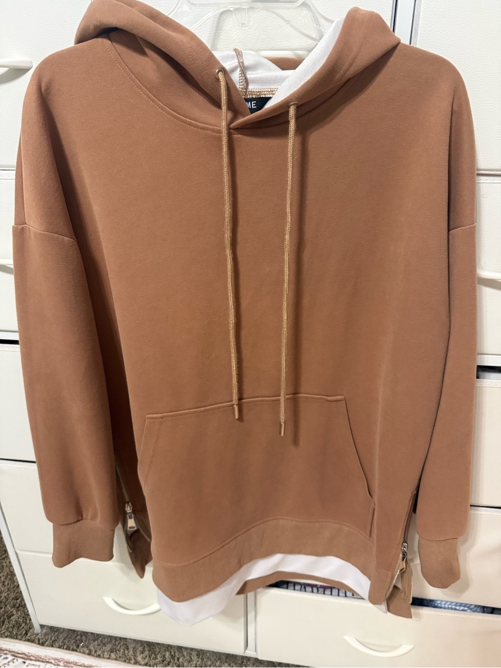 Chicme Tan Hooded Pullover Sweatshirt